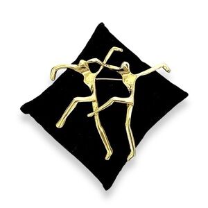 2/$25 ⚡️✨ Vintage 90s Funky Gold Pair of Modern Dancers Large Brooch